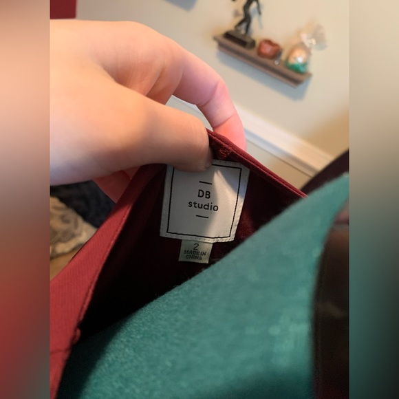 David’s Bridal DB Studio Burgundy Wine Long-sleeve Chiffon Bridesmaid Dress - Picture 5 of 6